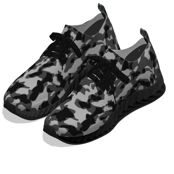 Blå Mellem pas Gray Scale Camo Sneakers - Black Soles - Skor Shoes