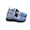 Blue & White Leather Weave - Black Soles